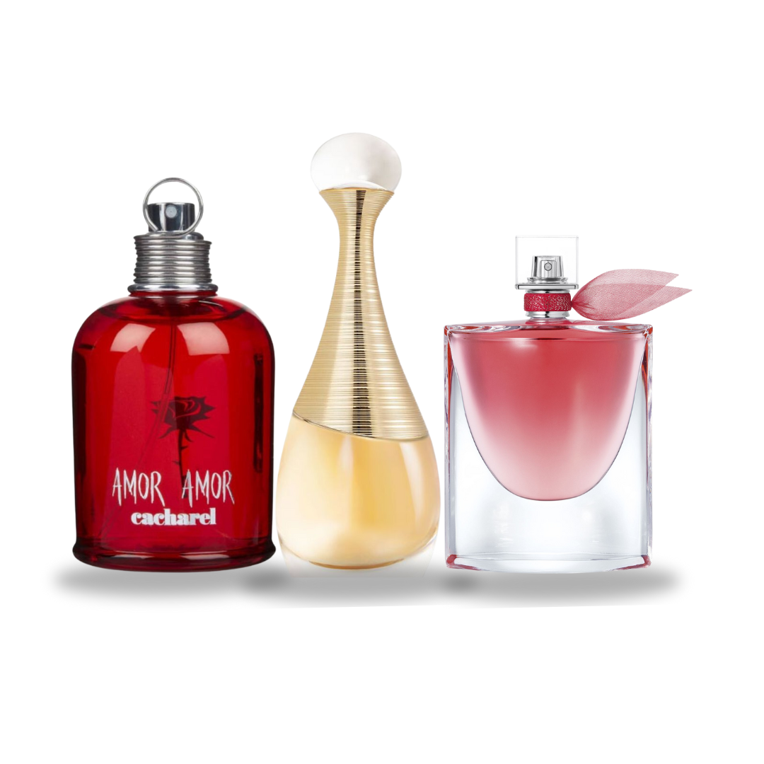 Kit 2+1 Grátis! Cacharel Amor Amor, Lancôme La Vie est Belle e Dior J’adore (100ml)