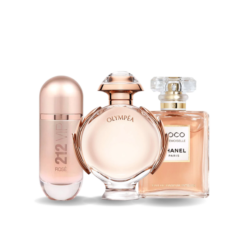 Conjunto de 3 perfumes Chanel COCO MADEMOISELLE, Yves Saint Laurent LIBRE e CHLOÉ 100ml